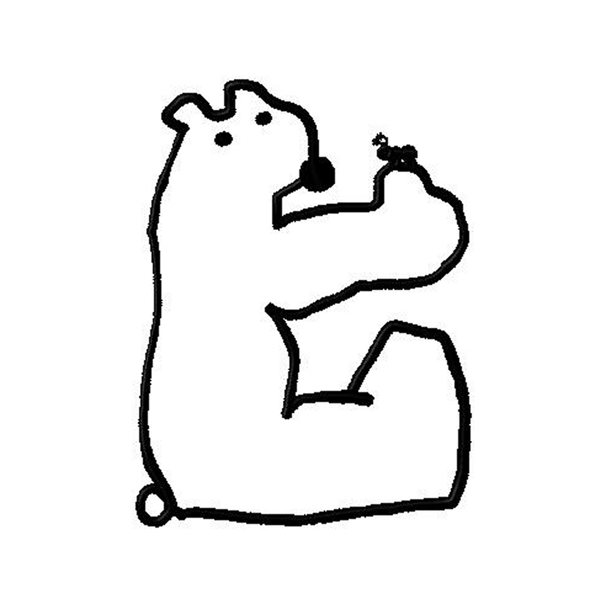 Outline Bear With Bee